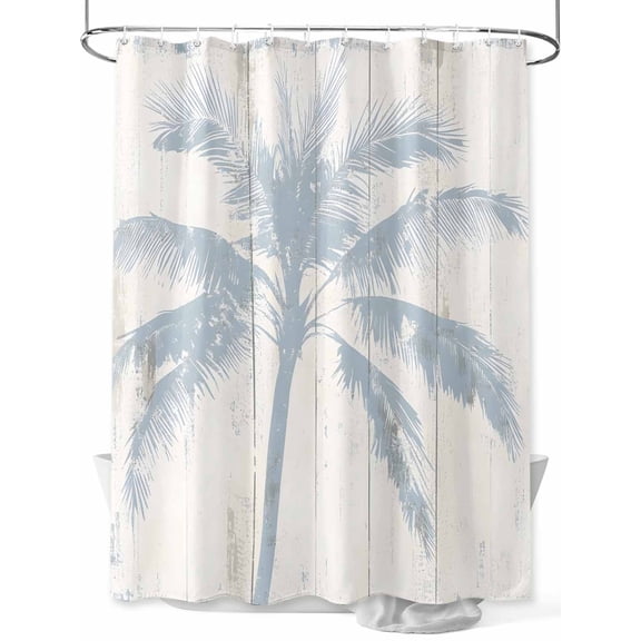 Fsddascl Summer Palm Tree Shower Curtain Set - 48" x 72" Washable Bathtub Curtain with 12 Hooks, Farmhouse Botanical Tropical Plants Waterproof Fabric Stall Shower Curtains for Bathroom/Bathtub