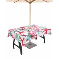 thumbnail image 1 of Fsddascl Summer Red Starfish Outdoor Tablecloth - 60x84 Inch Rectangle Dining Table Cover, Green Coral Coastal Ocean Abstract Waterproof Outdoor Table Cloth with Umbrella Hole & Zipper for Patio, 1 of 7