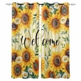 thumbnail image 1 of Fsddascl Summer Sunflower Blackout Curtains for Bedroom/Living Room, Thermal Insulated Kitchen Curtains, Yellow Vertical Striped Leaves Grommet Darkening Window Treatment Drapes 52"x63"x2, 1 of 6