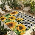 thumbnail image 1 of Fsddascl Sunflower Bee Outdoor Rug for Patio/Deck/Porch, Non-Slip Large Area Rug 6 x 9 Ft, Black Buffalo Plaid Botanical Leaf Floral Indoor Outdoor Rugs Washable Area Rugs, Camping Rug Carpet, 1 of 5