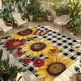 thumbnail image 1 of Fsddascl Sunflower Black Check Outdoor Rug for Patio/Deck/Porch, Non-Slip Large Area Rug 4 x 6 Ft, Farmhouse Flowers Butterfly Indoor Outdoor Rugs Washable Area Rugs, Reversible Camping Rug Carpet, 1 of 5
