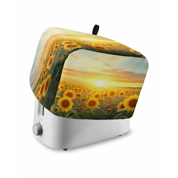 Fsddascl Sunflower Flowers Small Toaster Cover 2 Slice, Kitchen Appliance Covers, Summer Sunset Floral Field Pastoral Toaster Oven Cover with Loop, Bread Machine Cover Polyester Dust Cover