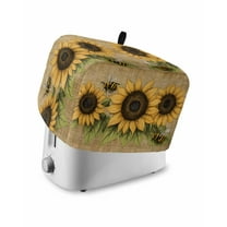 Fsddascl Sunflower Toaster Cover 4 Slice, Large Kitchen Appliance Covers, Yellow Summer Flower Vintage Toaster Oven Cover with Loop, Bread Machine Cover Polyester Dust Cover Protection