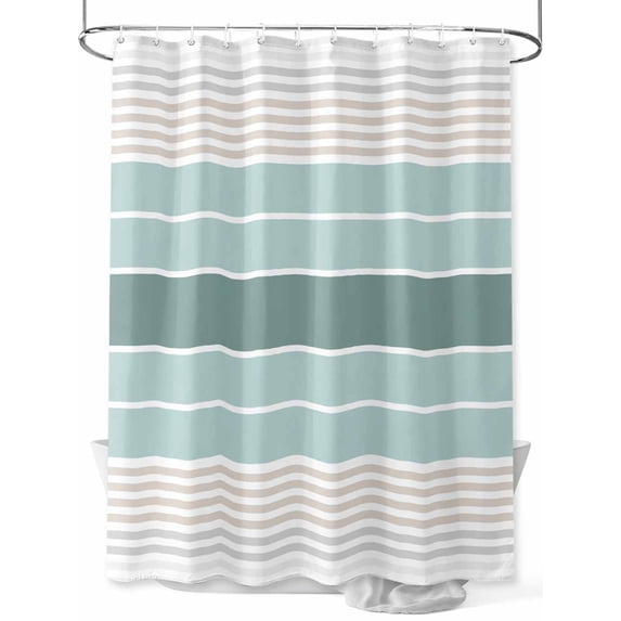 Fsddascl Teal Aqua Stripes Shower Curtain Set - Extra Long 72" x 96" Bathtub Curtain with 12 Hooks, Modern Ombre Abstract Aesthetics Waterproof Fabric Stall Shower Curtains for Bathroom/Bathtub