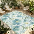thumbnail image 1 of Fsddascl Teal Blue Flower Outdoor Rug for Patio/Deck/Porch, Non-Slip Large Area Rug 5 x 8 Ft, Abstract Garden Botanical Leaves Indoor Outdoor Rugs Washable Area Rugs, Reversible Camping Rug Carpet, 1 of 5