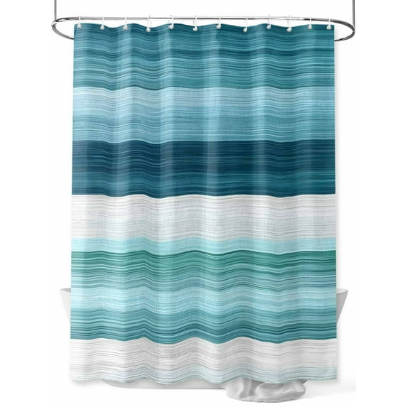Fsddascl Teal Blue Green Shower Curtain Set - 60" x 72" Washable Bathtub Curtain with 12 Hooks, Modern Ombre Minimalism Abstract Stripes Waterproof Fabric Stall Shower Curtains for Bathroom/Bathtub