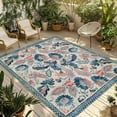 thumbnail image 1 of Fsddascl Teal Blue Red Ethnic Outdoor Rug for Patio/Deck, Non-Slip Large Area Rug 6 x 9 Ft, Boho Modern Geometric Abstract Art Indoor Outdoor Rugs Washable Area Rugs, Reversible Camping Rug Carpet, 1 of 5