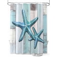 thumbnail image 1 of Fsddascl Teal Blue Starfish Shower Curtain Set - 36" x 78" Washable Bathtub Curtain with 12 Hooks, Summer Beach Coastal Retro Wooden Waterproof Fabric Stall Shower Curtains for Bathroom/Bathtub, 1 of 6