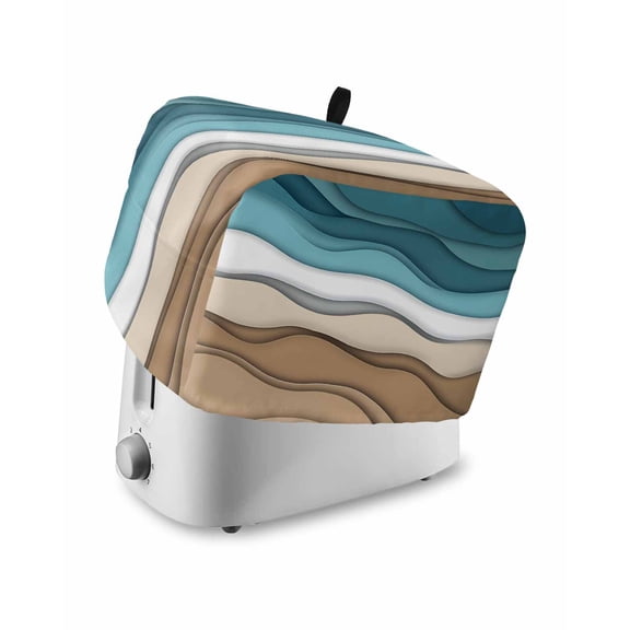 Fsddascl Teal Brown Ombre Small Toaster Cover 2 Slice, Kitchen Appliance Covers, Modern Abstract Moire Aesthetics Toaster Oven Cover with Loop, Bread Machine Cover Polyester Dust Cover Protection