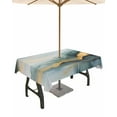 thumbnail image 1 of Fsddascl Teal Golden Marble Outdoor Tablecloth - 60x84 Inch Rectangle Dining Table Cover, Modern Abstract Art Ink Painted Waterproof Outdoor Table Cloth with Umbrella Hole & Zipper for Picnic/Patio, 1 of 7