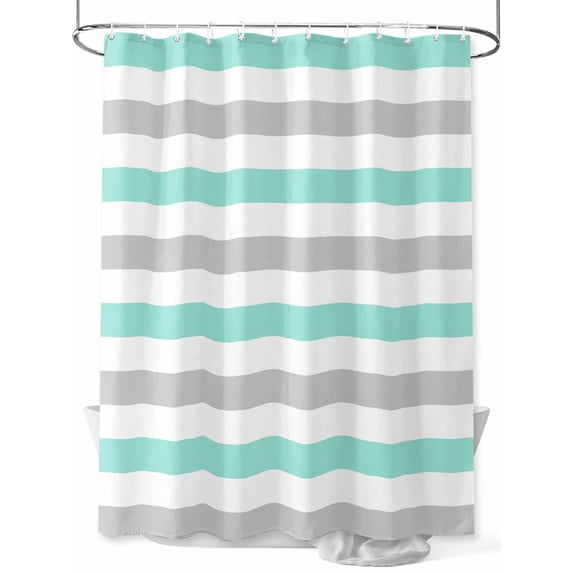 Fsddascl Teal Grey Shower Curtain Set - 72" x 78" Washable Bathtub Curtain with 12 Hooks, Farmhouse Watercolor Modern Geometric Waterproof Fabric Stall Shower Curtains for Bathroom/Bathtub Décor