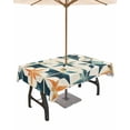 thumbnail image 1 of Fsddascl Teal Orange Geometric Outdoor Tablecloth - 60x120 Inch Rectangle Dining Table Cover, Vintage Chic Abstract Checked Waterproof Outdoor Table Cloth with Umbrella Hole & Zipper for Patio, 1 of 7