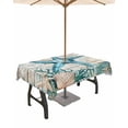 thumbnail image 1 of Fsddascl Teal Starfish Coastal Outdoor Tablecloth - 60x84 Inch Rectangle Dining Table Cover, Summer Beach Nautical Retro Waterproof Outdoor Table Cloth with Umbrella Hole & Zipper for Picnic/Patio, 1 of 7