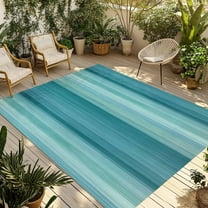 Fsddascl Teal Turquoise Aqua Ombre Outdoor Rug for Patio/Deck/Porch, Non-Slip Large Area Rug 5 x 8 Ft, Contemporary Abstract Lines Indoor Outdoor Rugs Washable Area Rugs, Camping Rug Carpet