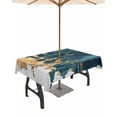 thumbnail image 1 of Fsddascl Teal Yellow Art Outdoor Tablecloth - 60x120 Inch Rectangle Dining Table Cover, Modern Abstract Aesthetics Waterproof Outdoor Table Cloth with Umbrella Hole & Zipper for Picnic/Patio/Party, 1 of 7