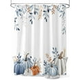 thumbnail image 1 of Fsddascl Thanksgiving Fall Shower Curtain Set - Extra Long 72" x 96" Washable Bathtub Curtain with 12 Hooks, Blue White Pumpkin Eucalyptus Autumn Waterproof Fabric Stall Shower Curtains for Bathroom, 1 of 6