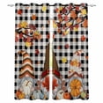thumbnail image 1 of Fsddascl Thanksgiving Gnomes Blackout Curtains for Bedroom/Living Room, Thermal Insulated Kitchen Curtains, Fallen Maple Leaf Pumpkin Black Plaid Grommet Darkening Window Treatment Drapes 42"x84"x2, 1 of 6