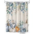 thumbnail image 1 of Fsddascl Thanksgiving Pumpkin Shower Curtain Set - Extra Long 72" x 96" Washable Bathtub Curtain with 12 Hooks, Fall Eucalyptus Autumn Leaves Beige Waterproof Fabric Shower Curtains for Bathroom, 1 of 6