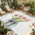 thumbnail image 1 of Fsddascl Tulip Flower Outdoor Rug for Patio/Deck/Porch, Non-Slip Large Area Rug 5 x 8 Ft, Spring Oil Painting Floral Leaf Bow Vase Indoor Outdoor Rugs Washable Area Rugs, Camping Rug Carpet, 1 of 5