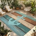 thumbnail image 1 of Fsddascl Turquoise Anchor Outdoor Rug for Patio/Deck/Porch, Non-Slip Large Area Rug 5 x 8 Ft, Nautical Brown Green Retro Wood Grain Indoor Outdoor Rugs Washable Area Rugs, Camping Rug Carpet, 1 of 5