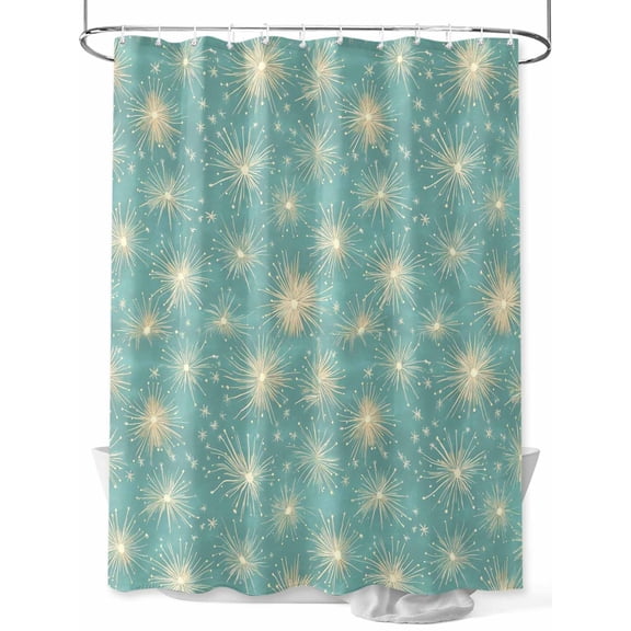 Fsddascl Turquoise Beige Dandelion Shower Curtain Set - Small 36" x 72" Washable Bathtub Curtain with 12 Hooks, Farmhouse Botanical Blossom Waterproof Fabric Stall Shower Curtains for Bathroom