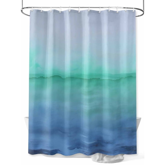 Fsddascl Turquoise Blue Gray Shower Curtain Set - Standard 72" x 72" Washable Bathtub Curtain with 12 Hooks, Vintage Minimalist Ombre Abstract Waterproof Fabric Stall Shower Curtains for Bathroom