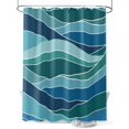 thumbnail image 1 of Fsddascl Turquoise Blue Shower Curtain Set - 72" x 78" Washable Bathtub Curtain with 12 Hooks, Green Gradient Abstract Wave Stripes Waterproof Fabric Stall Shower Curtains for Bathroom/Bathtub Décor, 1 of 6