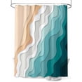 thumbnail image 1 of Fsddascl Turquoise Coastal Beach Shower Curtain Set - 72" x 78" Washable Bathtub Curtain with 12 Hooks, Modern Ombre Sea Waves Art Waterproof Fabric Stall Shower Curtains for Bathroom/Bathtub Décor, 1 of 6