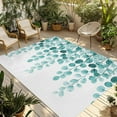 thumbnail image 1 of Fsddascl Turquoise Eucalyptus Leaves Outdoor Rug for Patio/Deck/Porch, Non-Slip Large Area Rug 5 x 8 Ft, Watercolor Floral Leaf Indoor Outdoor Rugs Washable Area Rugs, Reversible Camping Rug Carpet, 1 of 5