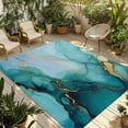 thumbnail image 1 of Fsddascl Turquoise Gold Marble Outdoor Rug for Patio/Deck/Porch, Non-Slip Large Area Rug 5 x 8 Ft, Abstract Simple Geometric Indoor Outdoor Rugs Washable Area Rugs, Reversible Camping Rug Carpet, 1 of 5