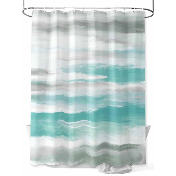 Fsddascl Turquoise Gray White Shower Curtain Set - Standard 72" x 72" Washable Bathtub Curtain with 12 Hooks, Country Abstract Ombre Mottled Waterproof Fabric Stall Shower Curtains for Bathroom