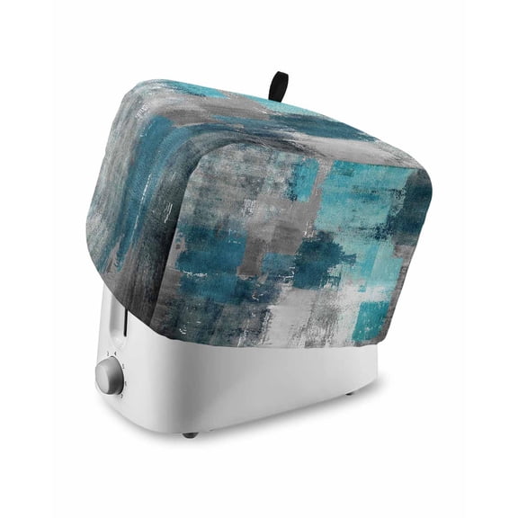Fsddascl Turquoise Grey Painting Small Toaster Cover 2 Slice, Kitchen Appliance Covers, Abstract Street Smear Art Modern Toaster Oven Cover with Loop, Bread Machine Cover Dust Cover Protection