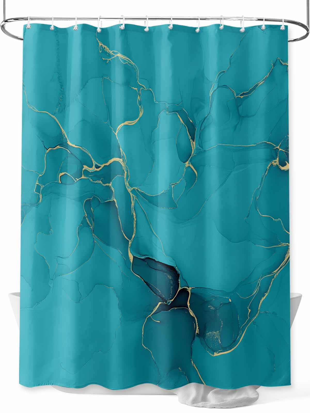 Turquoise Blue Bathroom Shower Curtain, 69x70inch