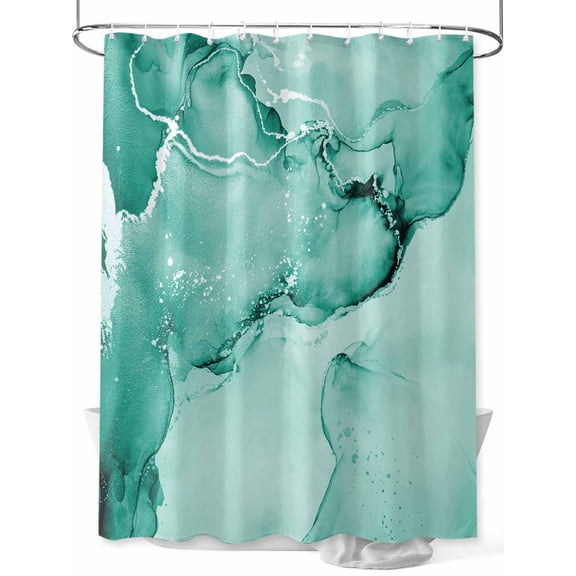 Fsddascl Turquoise Marble Shower Curtain Set - Small 36" x 72" Bathtub Curtain with 12 Hooks, Nature Marble Stone Ripple Modern Art Waterproof Fabric Stall Shower Curtains for Bathroom/Bathtub