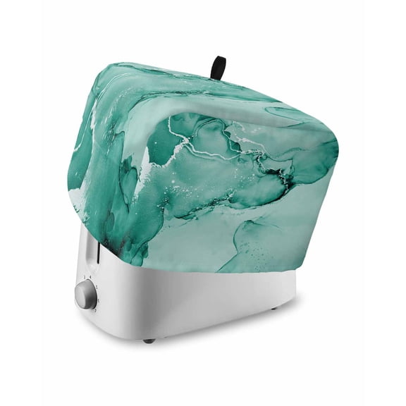 Fsddascl Turquoise Marble Small Toaster Cover 2 Slice, Kitchen Appliance Covers, Nature Marble Stone Ripple Modern Art Toaster Oven Cover with Loop, Bread Machine Cover Dust Cover Protection
