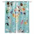 thumbnail image 1 of Fsddascl Turquoise Ocean Blackout Curtains for Bedroom/Living Room, Thermal Insulated Kitchen Curtains, Funny Cute Animals Clouds Cartoon Grommet Darkening Window Treatment Drapes 42"x63"x2, 1 of 6