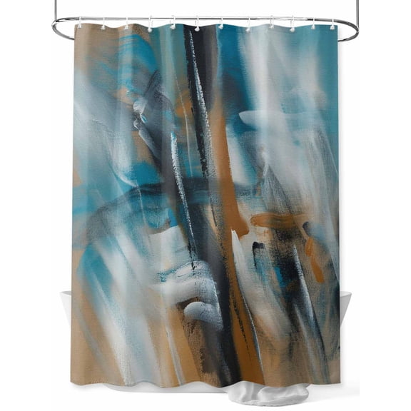 Fsddascl Turquoise Ombre Shower Curtain Set - 48" x 72" Washable Bathtub Curtain with 12 Hooks, Brown Abstract Modern Gradient Retro Art Waterproof Fabric Stall Shower Curtains for Bathroom/Bathtub
