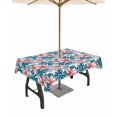thumbnail image 1 of Fsddascl Turquoise Red Botanical Outdoor Tablecloth - 52x70 Inch Rectangle Dining Table Cover, Tropical Plants Summer Flowers Waterproof Outdoor Table Cloth with Umbrella Hole & Zipper for Patio, 1 of 7