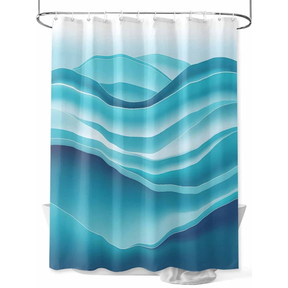 Fsddascl Turquoise Striped Shower Curtain Set - Extra Long 72" x 96" Washable Bathtub Curtain with 12 Hooks, Modern Abstract Art Wave Moire Gradient Waterproof Fabric Shower Curtains for Bathroom