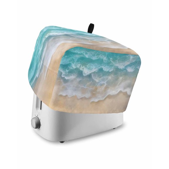 Fsddascl Turquoise Summer Beach Toaster Cover 2 Slice, Small Kitchen Appliance Covers, Coastal Water Ripple Toaster Oven Cover with Loop, Bread Machine Cover Polyester Dust Cover Protection