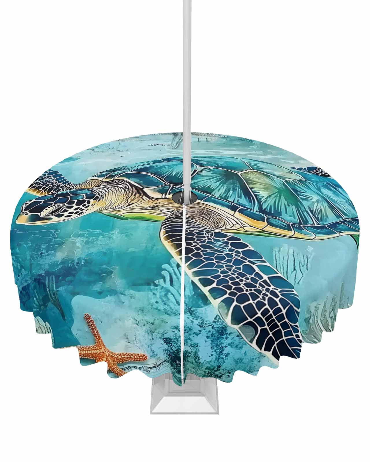 Squared Colorful Turtoise Table Cover main image 1