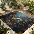 thumbnail image 1 of Fsddascl Turtle Outdoor Rug for Patio/Deck/Porch, Non-Slip Large Area Rug 5 x 8 Ft, Ocean Coral Sea Fish Modern Summer Animal Indoor Outdoor Rugs Washable Area Rugs, Reversible Camping Rug Carpet, 1 of 5