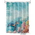 thumbnail image 1 of Fsddascl Turtle Shower Curtain Set - 72" x 78" Washable Bathtub Curtain with 12 Hooks, Coastal Ocean Starfish Coral Watercolor Blue Waterproof Fabric Stall Shower Curtains for Bathroom/Bathtub, 1 of 6