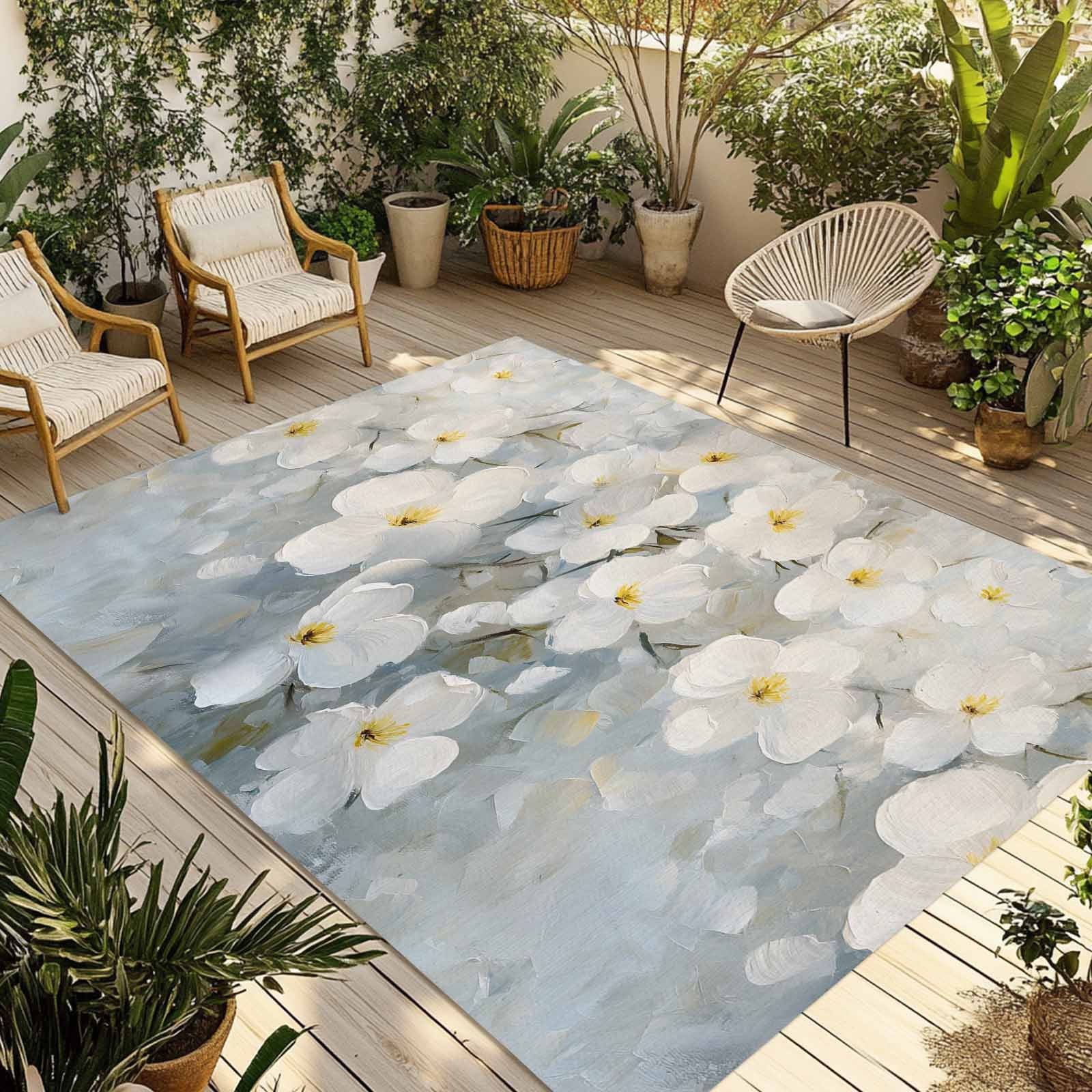 Fsddascl Vintage Flowers Outdoor Rug for Patio/Deck/Porch, Non-Slip ...