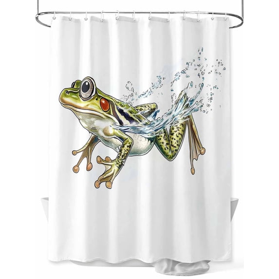 Fsddascl Vintage Frog Shower Curtain Set - 36" x 78" Washable Bathtub Curtain with 12 Hooks, Water Surface Motif Animals Artwork Waterproof Fabric Stall Shower Curtains for Bathroom/Bathtub Décor