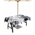 thumbnail image 1 of Fsddascl Vintage Navy Blue Botanical Outdoor Tablecloth - 60x120 Inch Rectangle Dining Table Cover, Tropical Leaves Modernism Waterproof Outdoor Table Cloth with Umbrella Hole & Zipper for Patio, 1 of 7