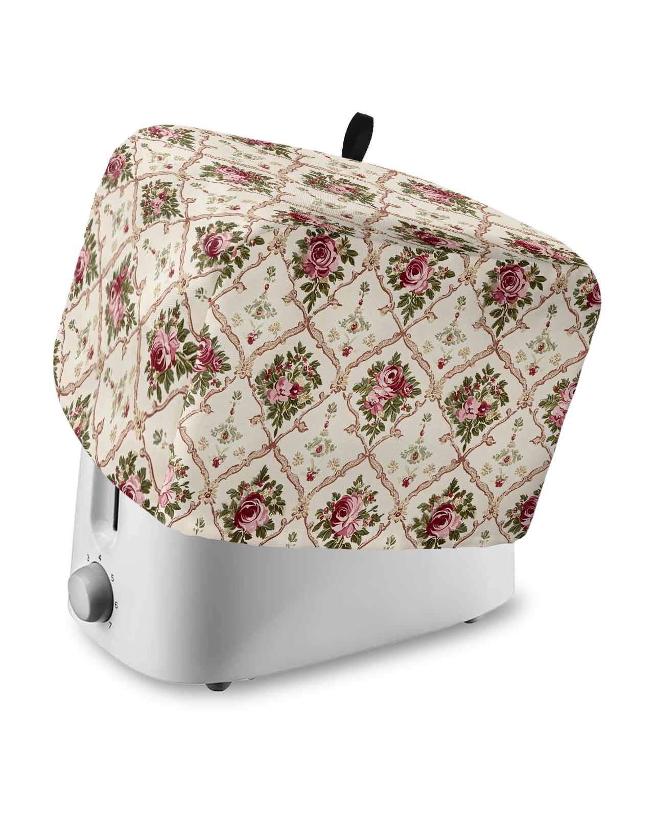 Machine Cover Kitchen Fsddascl Vintage Pink Red Floral Toaster Cover 4 Slice, Large Kitchen ...
