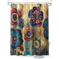 thumbnail image 1 of Fsddascl Vintage Purple Floral Shower Curtain Set - Extra Long 72" x 96" Washable Bathtub Curtain with 12 Hooks, Retro Flowers Ethnic Abstract Art Waterproof Fabric Stall Shower Curtains for Bathroom, 1 of 6