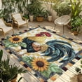 thumbnail image 1 of Fsddascl Vintage Rooster Outdoor Rug for Patio/Deck/Porch, Non-Slip Large Area Rug 5 x 8 Ft, Sunflower Animals Plaid Farmhouse Indoor Outdoor Rugs Washable Area Rugs, Reversible Camping Rug Carpet, 1 of 5