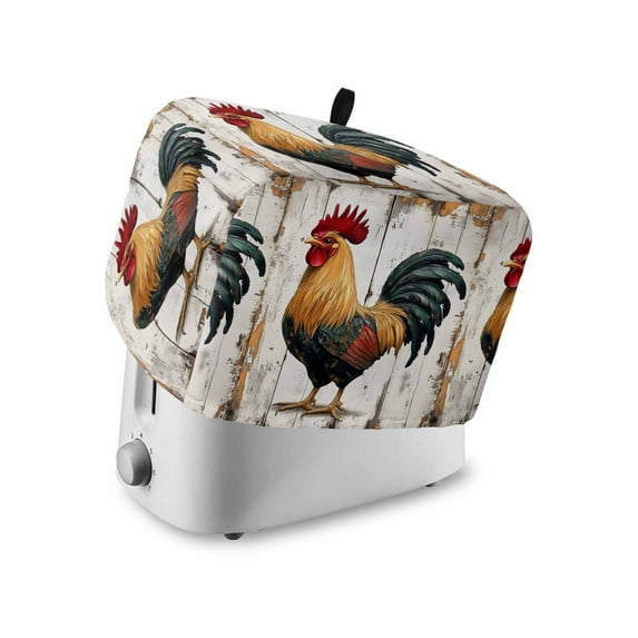 Fsddascl Vintage Rooster Toaster Cover 2 Slice, Small Kitchen Appliance Covers, Retro Animals Watercolor Toaster Oven Cover with Loop, Bread Machine Cover Polyester Dust Cover Protection